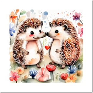 Cute hedgehogs in love Posters and Art